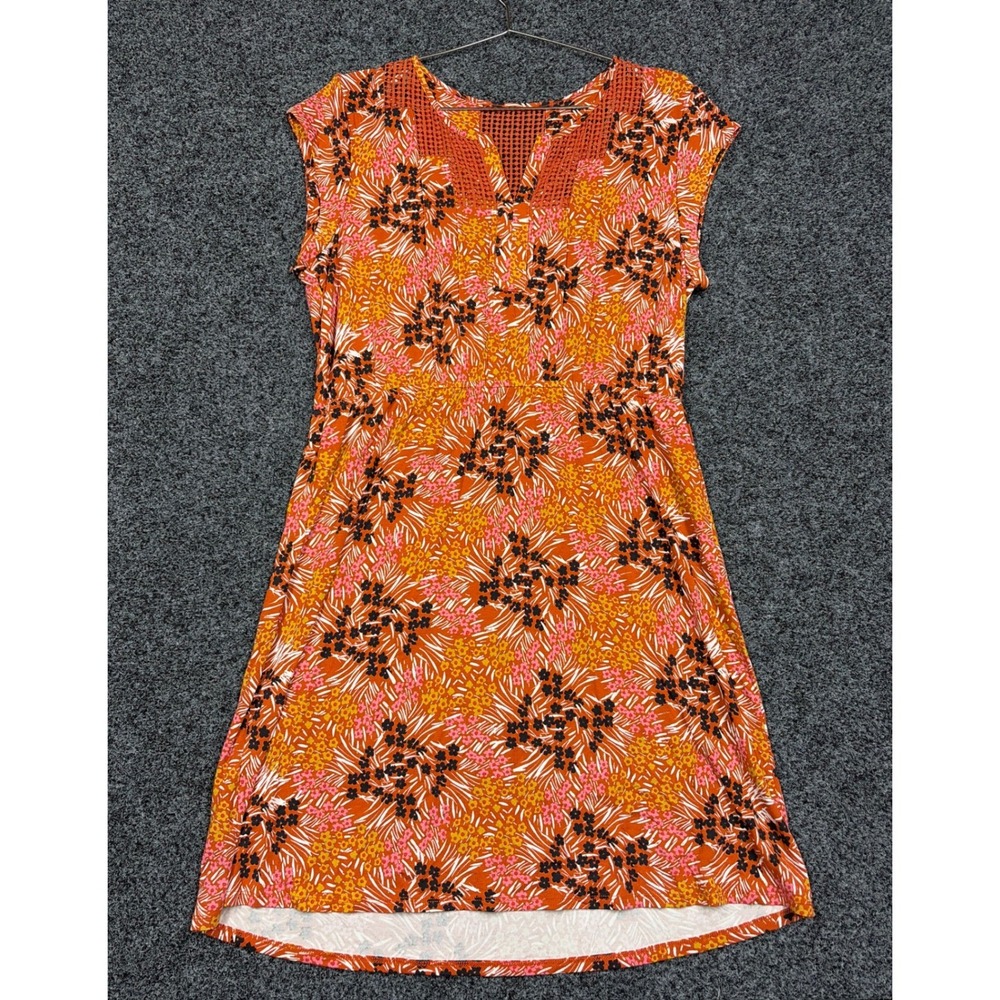 Daniel Rainn Dress Womens PL Orange Floral Crochet Mesh Neck DP52358RY2 Boho Sun